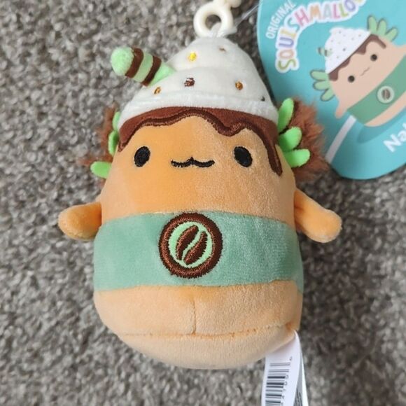 New With Tags Squishmallow 3.5" Nakobe The Axolotl Latte Plush Clip - Picture 4 of 12